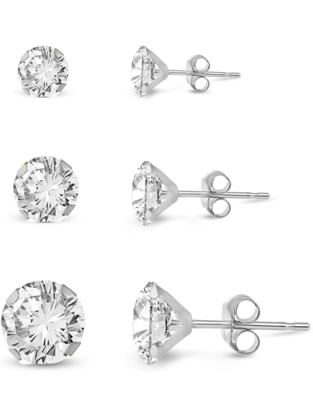 Elegant 10K Gold White & Yellow 3-Pair Stud Earrings Set for Women - Perfect